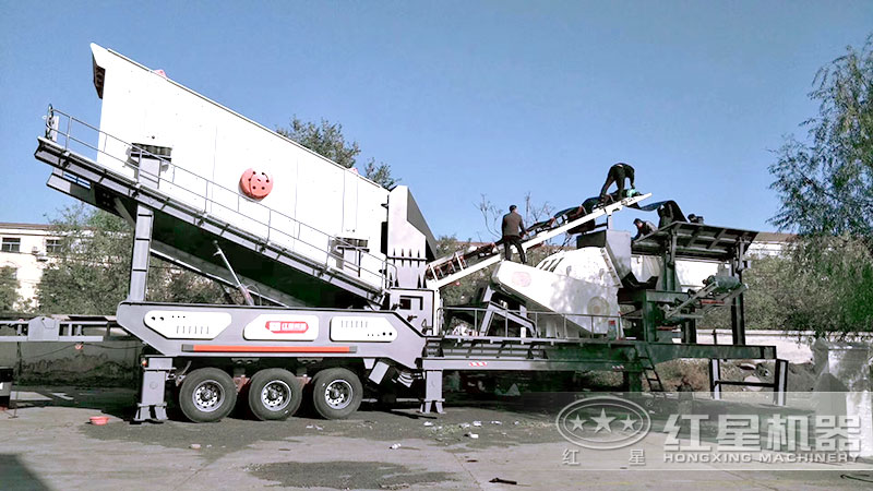 轮胎移动砖渣粉碎机 轮胎移动砖渣粉碎机